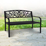Wallaroo Steel Outdoor Garden Bench - Floral - Extra Image