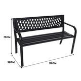 Wallaroo Steel Outdoor Garden Bench - Lattice - Front View