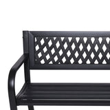 Wallaroo Steel Outdoor Garden Bench - Lattice - Close-Up Angle