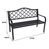 Wallaroo Steel Outdoor Garden Bench - Elegant - Front View