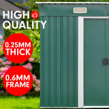 Wallaroo Garden Shed Flat 4ft x 6ft Outdoor Storage Shelter - Green - Rear View