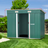 Wallaroo Garden Shed Flat 4ft x 6ft Outdoor Storage Shelter - Green - Low Angle