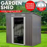 Wallaroo 4ft x 8ft Garden Shed with Base Flat Roof Outdoor Storage - Grey - Front View