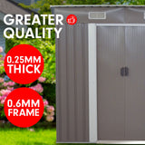 Wallaroo 4ft x 8ft Garden Shed with Base Flat Roof Outdoor Storage - Grey - Rear View