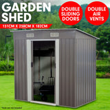 Wallaroo 4ft x 8ft Garden Shed Flat Roof Outdoor Storage - Grey - Front View