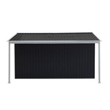 Wallaroo 10x8ft Zinc Steel Garden Shed with Open Storage - Black - Side View