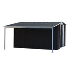 Wallaroo 10x8ft Zinc Steel Garden Shed with Open Storage - Black