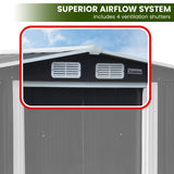 Wallaroo 10x8ft Zinc Steel Garden Shed with Open Storage - Black - Close-Up Angle