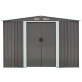 Wallaroo Garden Shed Spire Roof 6ft x 8ft Outdoor Storage Shelter - Grey - Front View