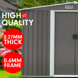 Wallaroo Garden Shed Spire Roof 6ft x 8ft Outdoor Storage Shelter - Grey - 45-Degree Angle