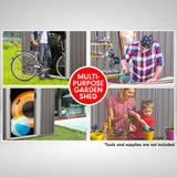 Wallaroo Garden Shed Spire Roof 6ft x 8ft Outdoor Storage Shelter - Grey - Extra Image