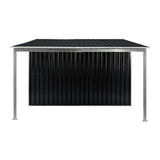 Wallaroo 6x8ft Zinc Steel Garden Shed with Open Storage - Black - Side View