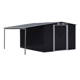 Wallaroo 6x8ft Zinc Steel Garden Shed with Open Storage - Black - Top-Down View