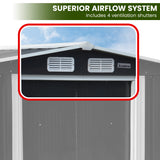 Wallaroo Garden Shed with Semi-Close Storage 6*8FT - Black - Rear View