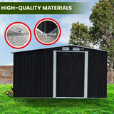 Wallaroo Garden Shed with Semi-Close Storage 6*8FT - Black - Close-Up Angle