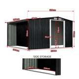 Wallaroo Garden Shed with Semi-Closed Storage 8*8FT - Black - Front View