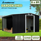 Wallaroo Garden Shed with Semi-Closed Storage 8*8FT - Black - Extra Image