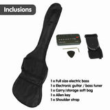 Karrera 39in Electric Guitar Bass Tuner Music 4-String Instrument Full Size Black - Rear View