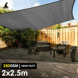 Wallaroo 280gsm Outdoor Sun Shade Sail Canopy Grey - 2m X 2.5m - Front View