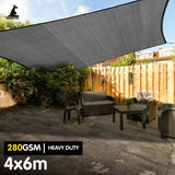 Wallaroo 280GSM Outdoor Sun Shade Sail Canopy Grey - 4m x 6m - Front View