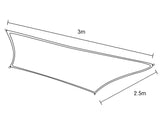 Wallaroo Rectangular Shade Sail 3m x 2.5m - Grey - 45-Degree Angle