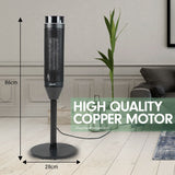 Pronti Electric Tower Heater 2000W Ceramic Portable Remote - Black - 45-Degree Angle