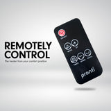 Pronti Electric Tower Heater 2000W Ceramic Portable Remote - Black - Low Angle