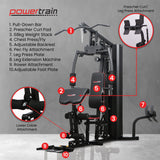 Powertrain Jx-89 Multi Station Home Gym 68kg Weight Cable Machine - 45-Degree Angle