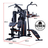 Powertrain Multi Station Home Gym 150lbs Weights Punching Bag - 45-Degree Angle
