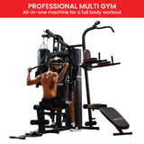 Powertrain Multi Station Home Gym 150lbs Weights Punching Bag - Rear View
