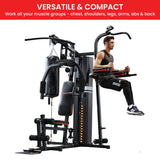 Powertrain Multi Station Home Gym 150lbs Weights Punching Bag - Low Angle
