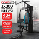 Powertrain JX-300 Multi Station Home Gym 44kg Weight Stack Cable Machine, Curl Pad Leg Extension and