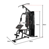 Powertrain Multi Station Home Gym With 68kg Weights Preacher Curl Pad - Side View