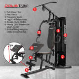 Powertrain Multi Station Home Gym With 68kg Weights Preacher Curl Pad - Top-Down View