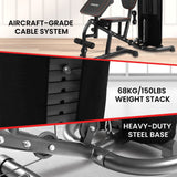 Powertrain Multi Station Home Gym With 68kg Weights Preacher Curl Pad - 45-Degree Angle