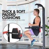 Powertrain Power Tower J06 Multifunction Strength Training Station with Pull-Up Bar Leg Raise Station Dip Bar - Close-Up Angle