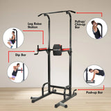 Powertrain Power Tower J06 Multifunction Strength Training Station with Pull-Up Bar Leg Raise Station Dip Bar - Low Angle