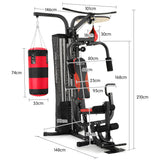 Powertrain Home Gym Multi Station with Boxing Punching Bag Speed Ball - Front View
