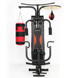 Powertrain Home Gym Multi Station with Boxing Punching Bag Speed Ball - Side View