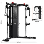 Powertrain Functional Trainer Power Rack Home Gym Cable Crossover Machine with 136kg Dual Weight Stack & Pull Up Bar