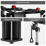 Powertrain Functional Trainer Power Rack Home Gym Cable Crossover Machine with 136kg Dual Weight Stack & Pull Up Bar