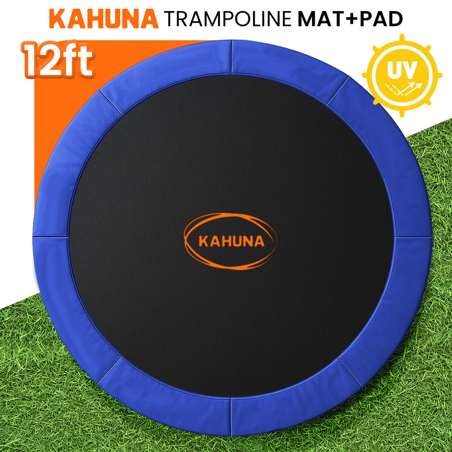 Kahuna 12ft Replacement Trampoline Safety Pad Cover and Jumping Spring Mat - Blue