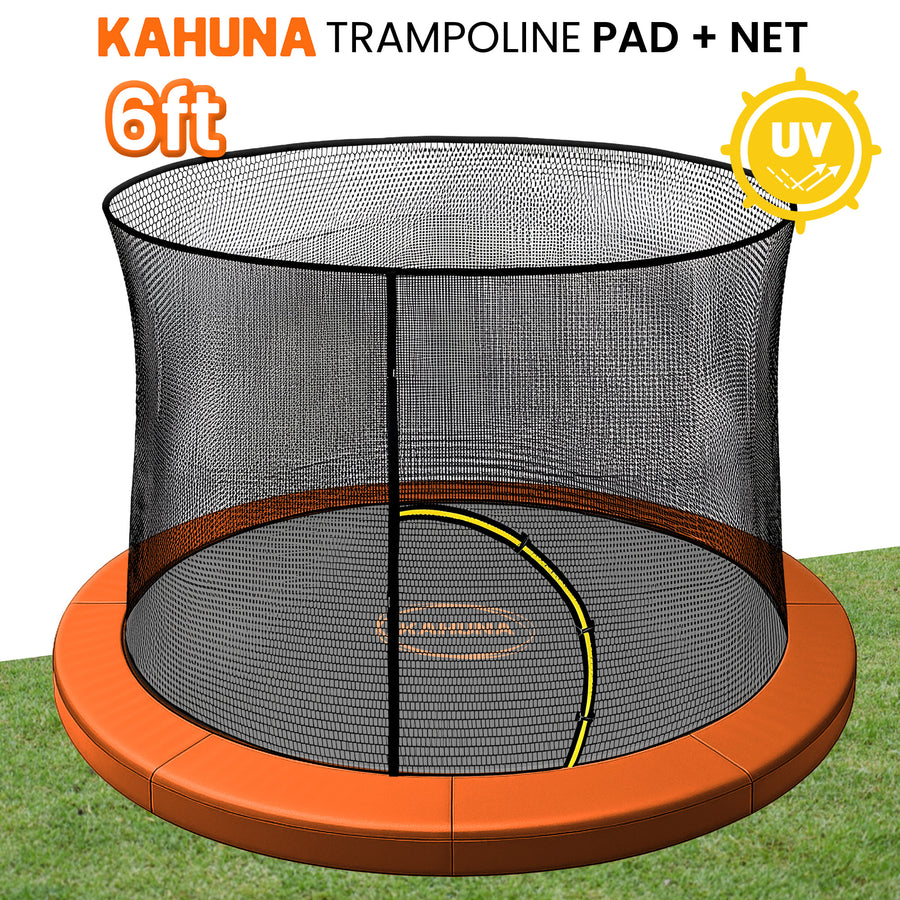Kahuna 6ft Trampoline Pad and Net - Orange