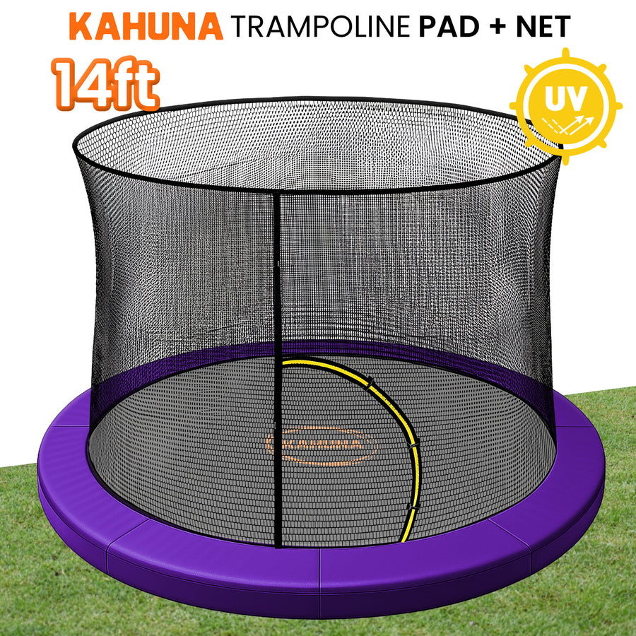 Kahuna 14ft Trampoline Pad and Net - Purple