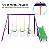 Kahuna Kids 4-Seater Swing Set with Slide Purple Green - Low Angle