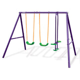 Kahuna Kids 4-Seater Swing Set Purple Green - Front View