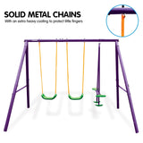 Kahuna Kids 4-Seater Swing Set Purple Green - Close-Up Angle