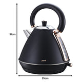 Pronti Breakfast Set with Rose Gold Kettle & Toaster with 1.2L Espresso Machine - Black - Close-Up Angle
