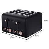 Pronti Breakfast Set with Rose Gold Kettle & Toaster with 1.2L Espresso Machine - Black - Low Angle