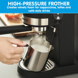 Pronti Breakfast Set with Rose Gold Kettle & Toaster with 1.2L Espresso Machine - Black